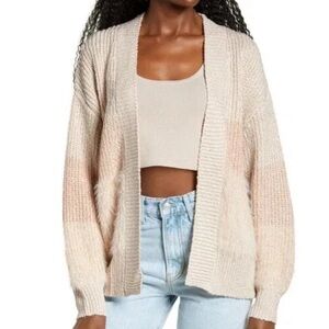 The Impeccable Pig cream pink open cardigan sweater size small